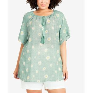 Plus Size Medallion Peasant Top